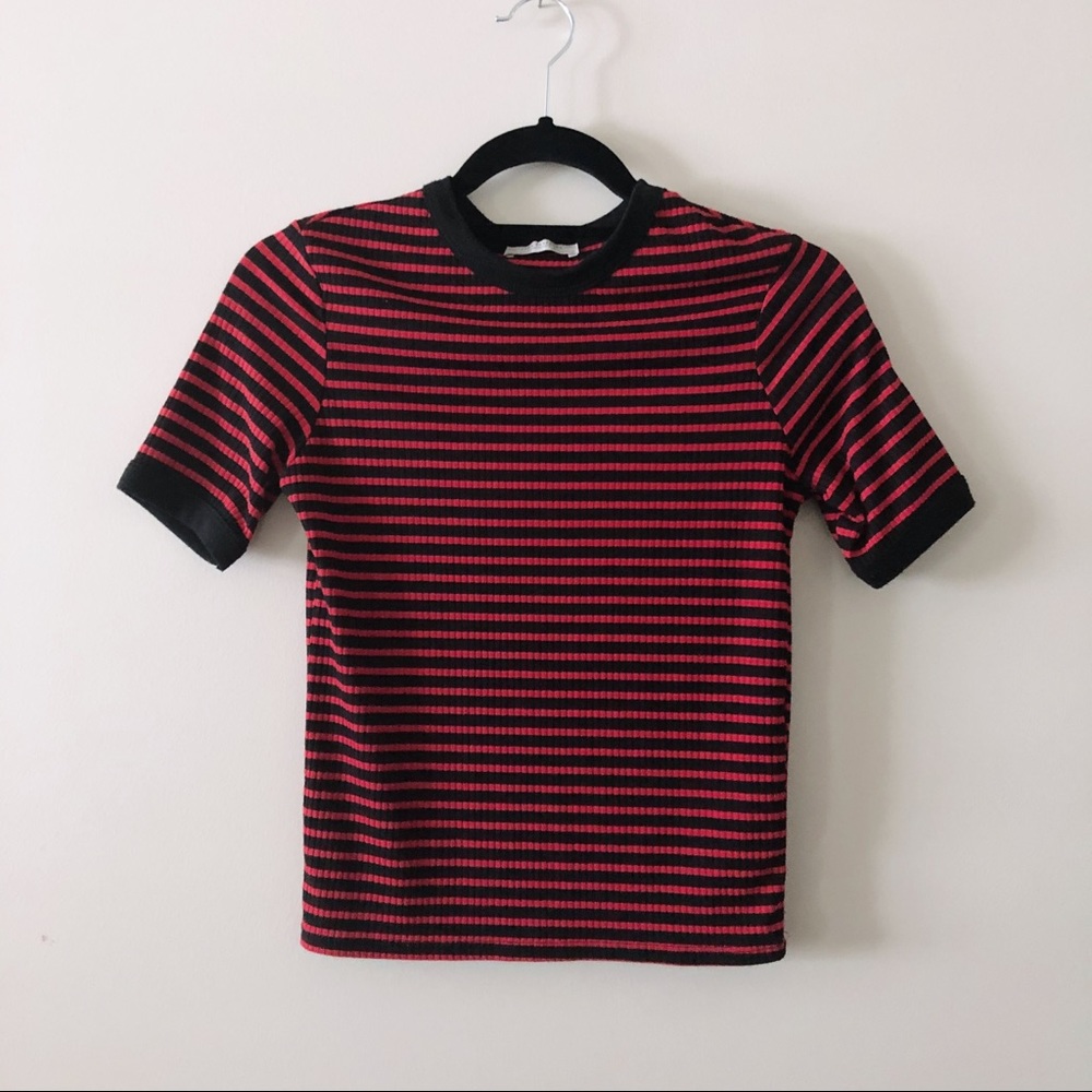 Zara striped cropped shirt